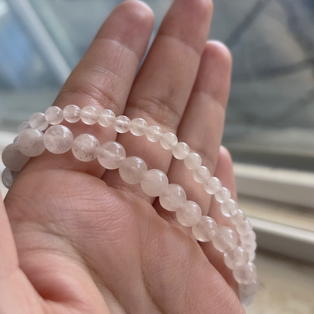 Pink quartz beaded crystal bracelet